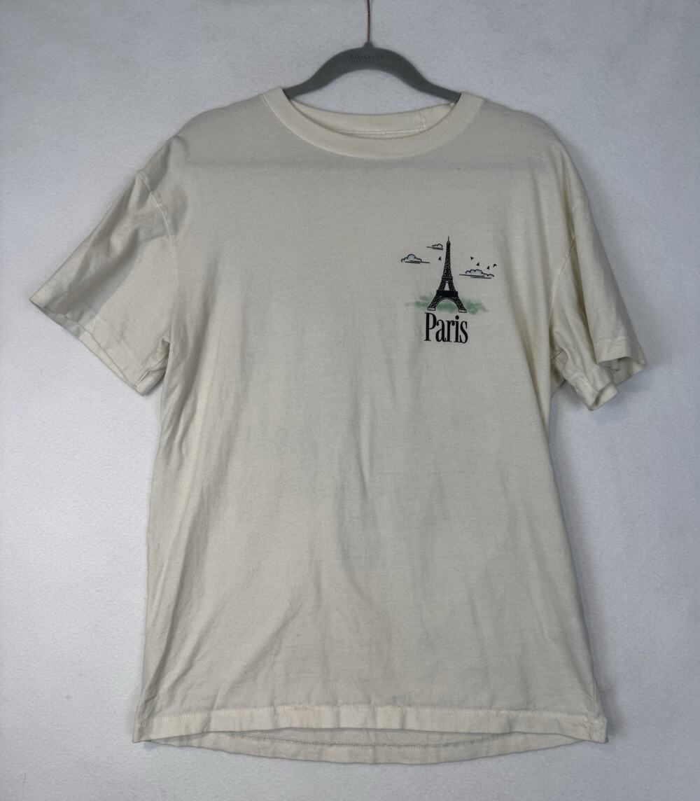 Abercrombie & Fitch Shirt Mens M White Paris Graphic Crewneck Short Sleeve